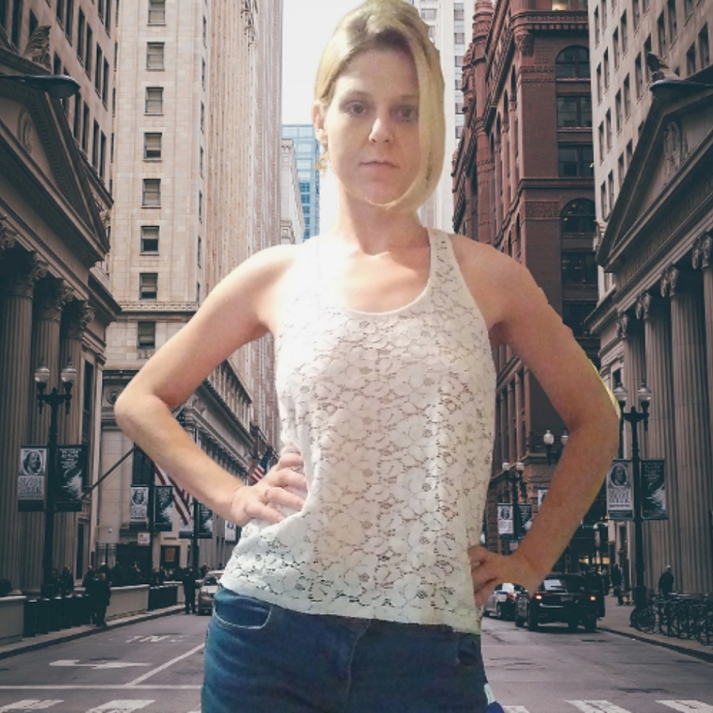 Lace front White Tank Blouse